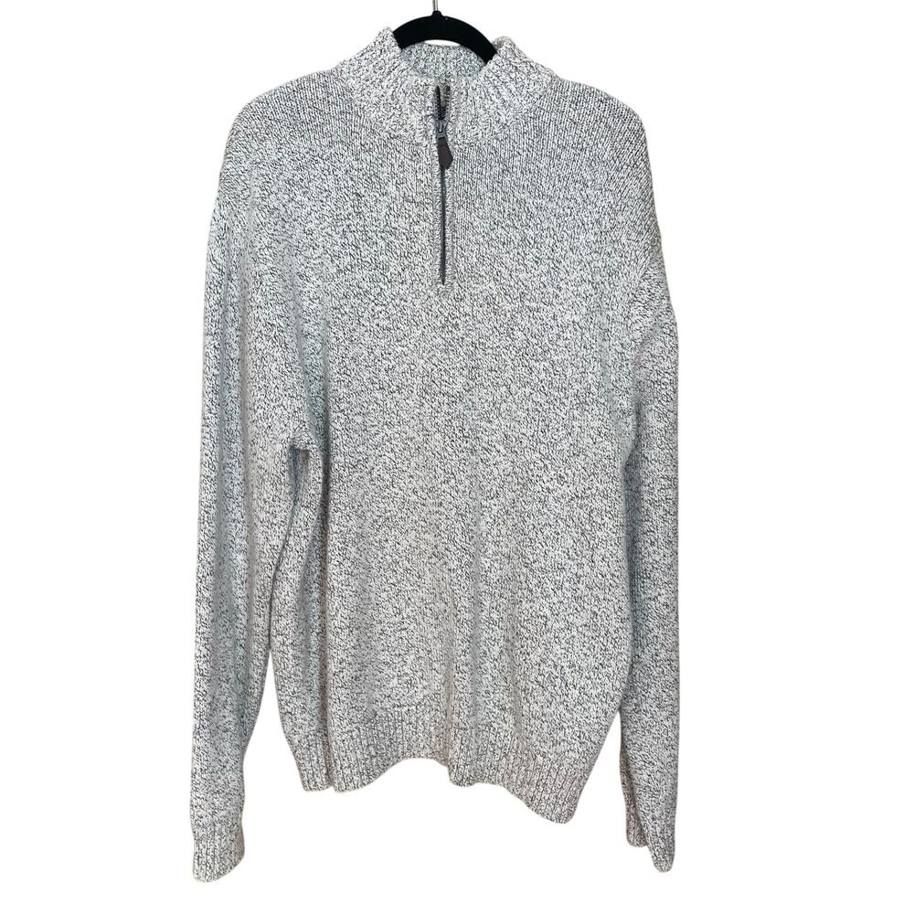 Chaps Men’s XL Quarter Zip Pullover Sweater Mock Neck Rib Knit Gray Casual